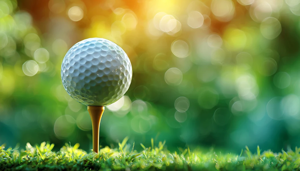 Balle de golf nette devant un fond flou
