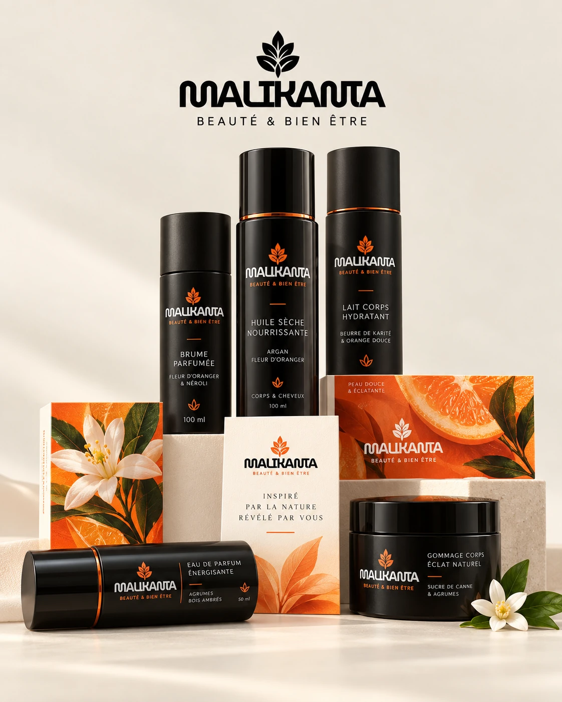 Gamme de soins Malikanta et ses emballages