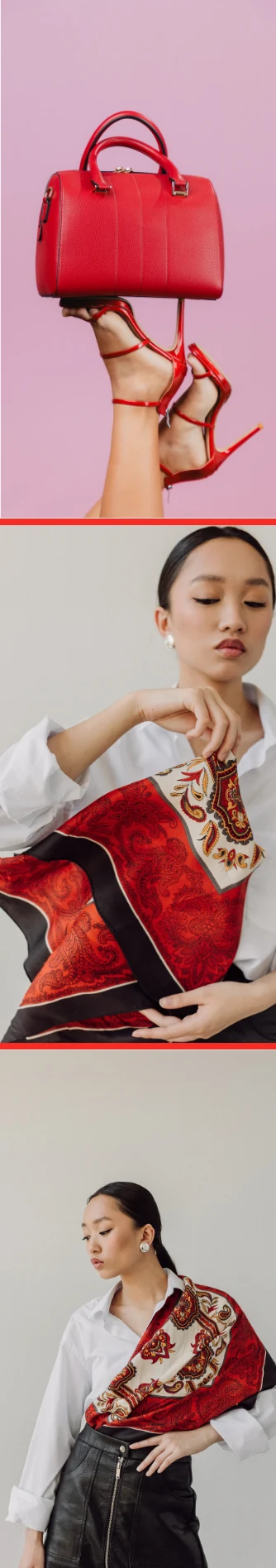 Mode : sac, escarpins et foulard imprimé