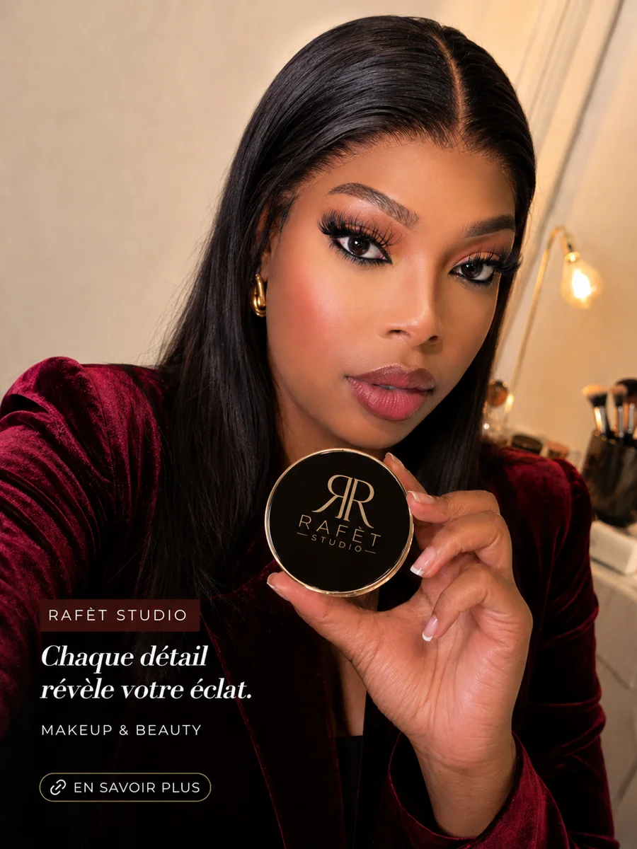 Ndeye Khady, fondatrice de RAFÈT STUDIO, tenant le poudrier de la marque