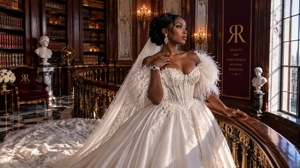 Mariée en tenue de haute joaillerie
