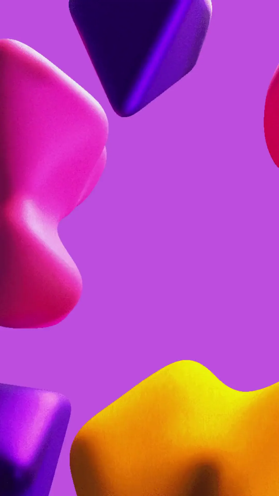 SENTEKIA : formes 3D violettes, roses et orange en mouvement